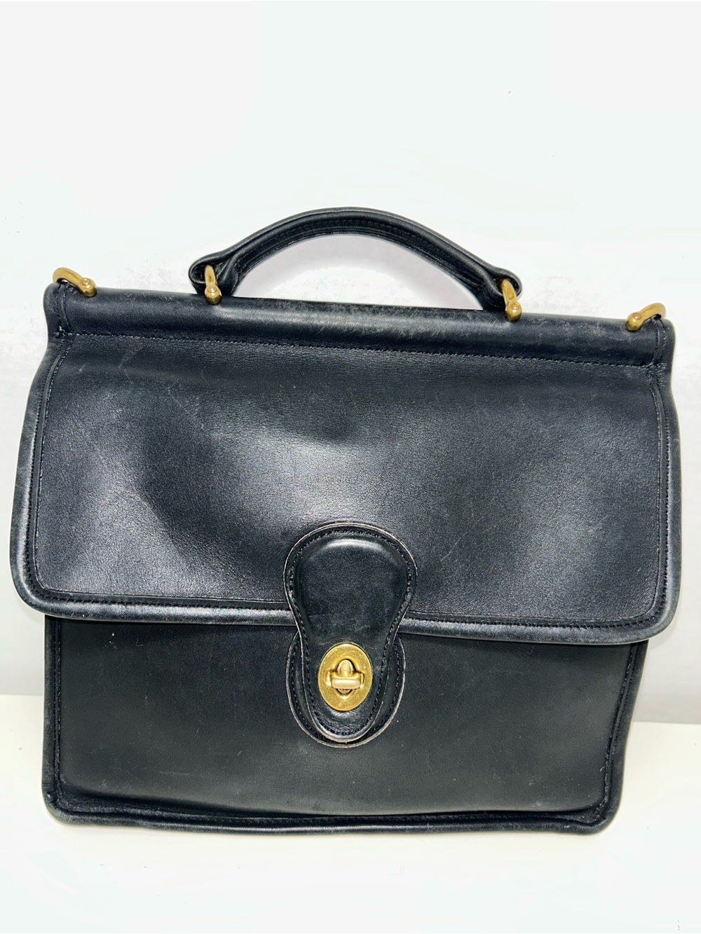 Vintage Coach Willis 9927 Black Leather Turn Lock Satchel No Strap